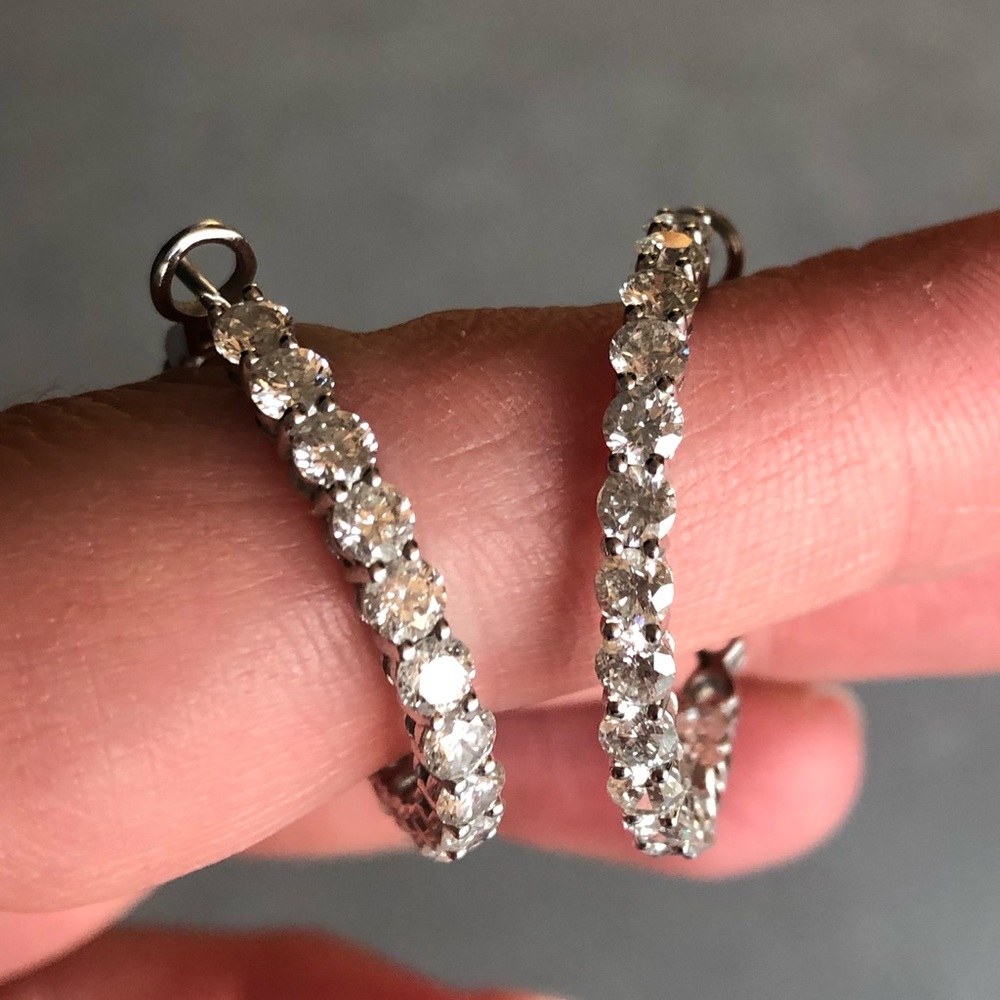 White gold diamond hoops